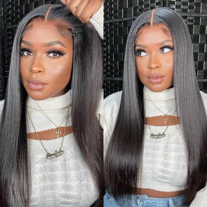 Invisible Swiss 13×4 HD Lace Frontal Straight Wig Middle Part