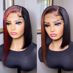 HOT TikTok-inspired Cherry Red Ombre Straight Bob Lace Frontal Wig