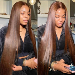 Must Have! Warm Brown Silky Straight Lace Wig