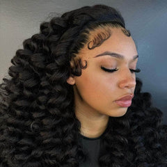 Best Lace Frontal Wig Online! 13x4 Natural Black Curly Lace Frontal Wig 200%Density