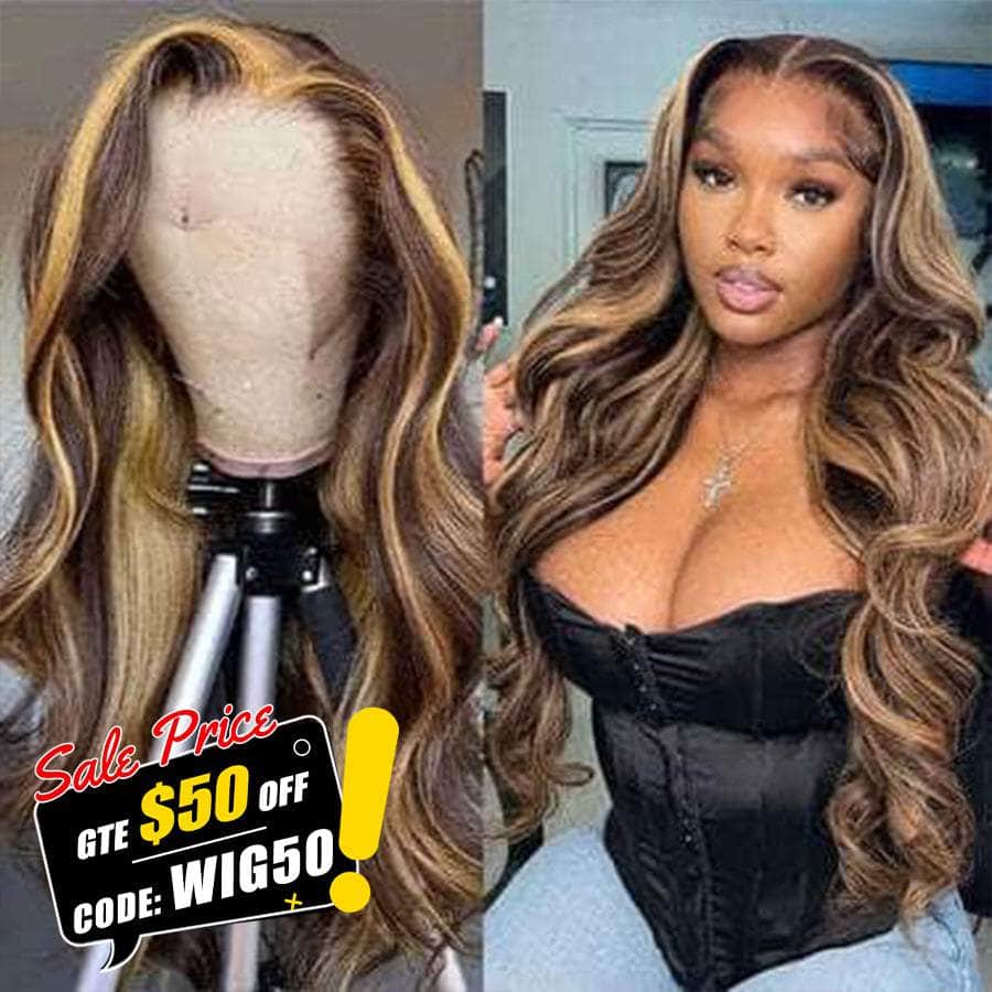 Promotion! Buy now and get a free pair of eyelashes! Highlight Loose Wave Middle Part 13*4 Lace Wig 200% Density