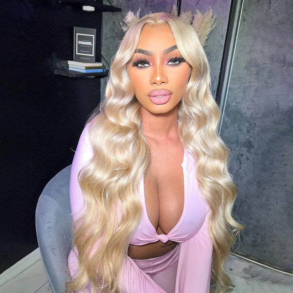 #613 Blonde 13*4 Body Wave Lace frontal Wig 200% Density
