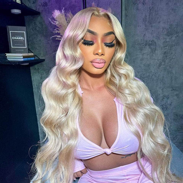 1 LEFT !!!!! 
TROPICANA 24” WHITE BLONDE & PURPLE BODY WAVE WIG Long Body Wave Lace Front Wigs Ombre Blonde to Purple  main image 2