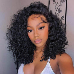 5*5 LACE  Short Cut Curly Lace Frontal Wig 200% density--Whitney~