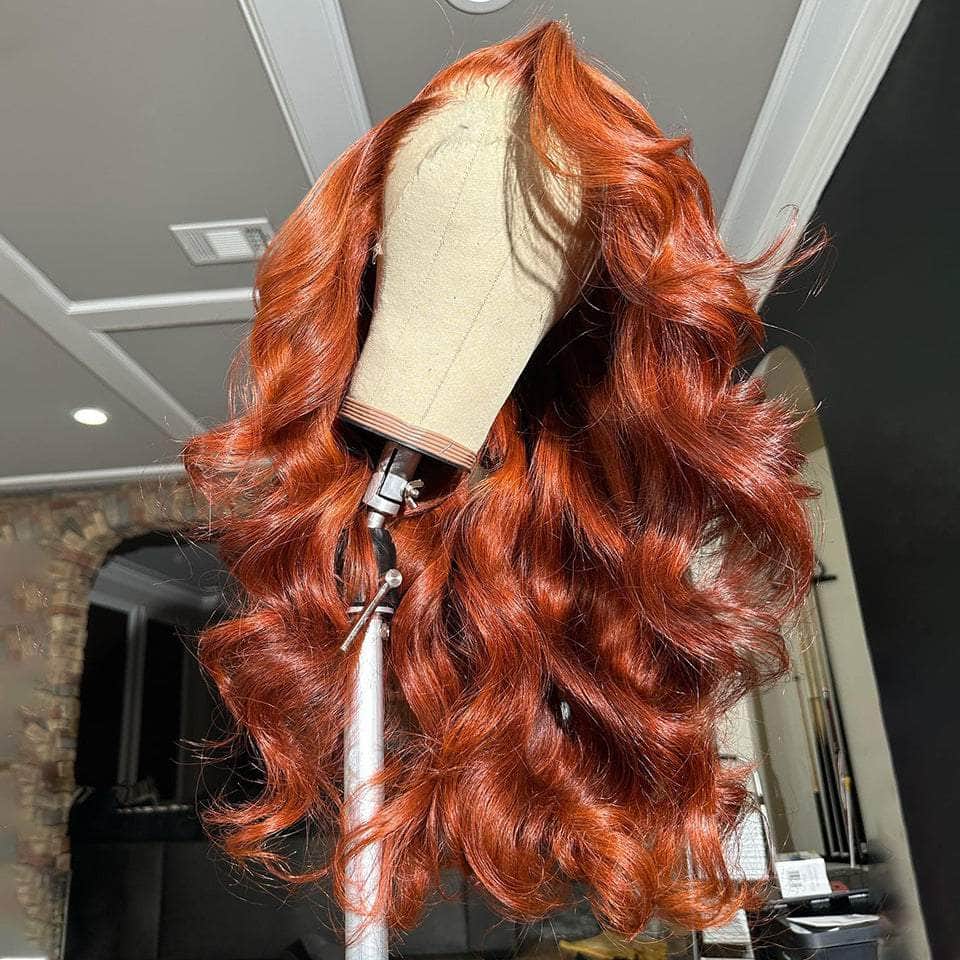 Fashionable Ginger Orange Body Loose Wave 13*4 Lace Frontal Lace Wig
