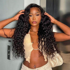 Human Hair Romantic Wave Curly Lace Frontal Wig 200% Density