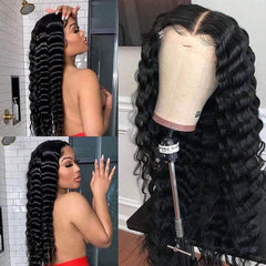 Natural Black Deep Wave Lace Frontal Wig--Whitney~