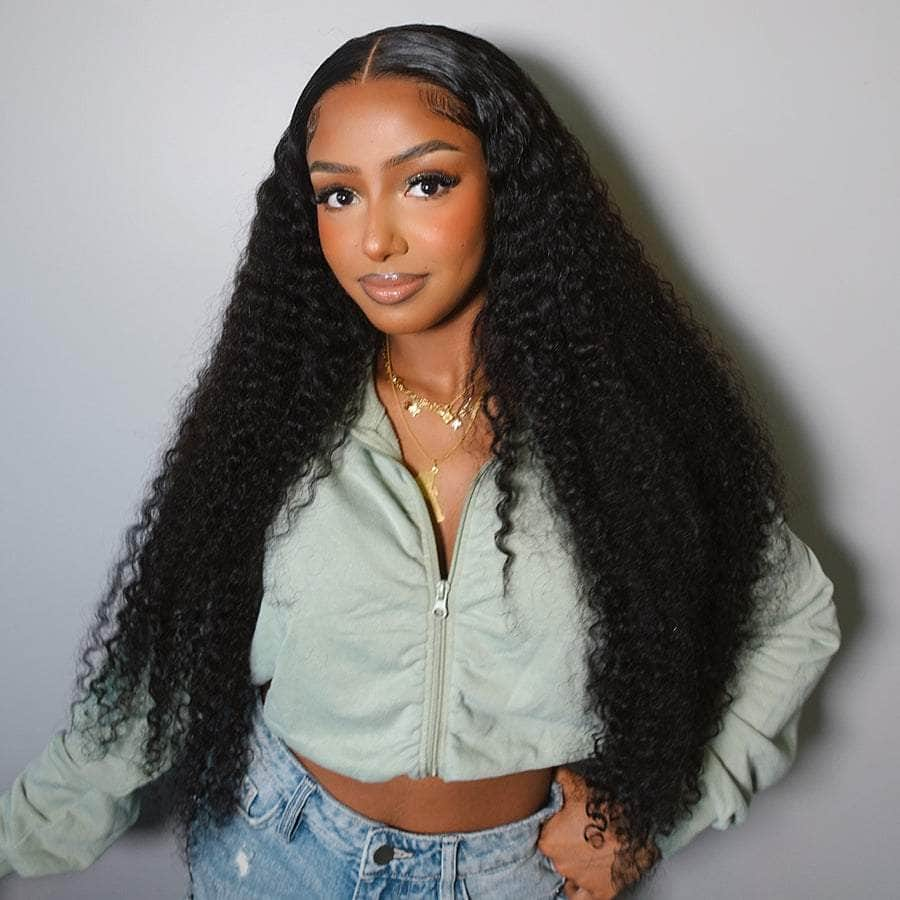 Natural Black Kinky Curly 13*4 Lace Frontal Wig