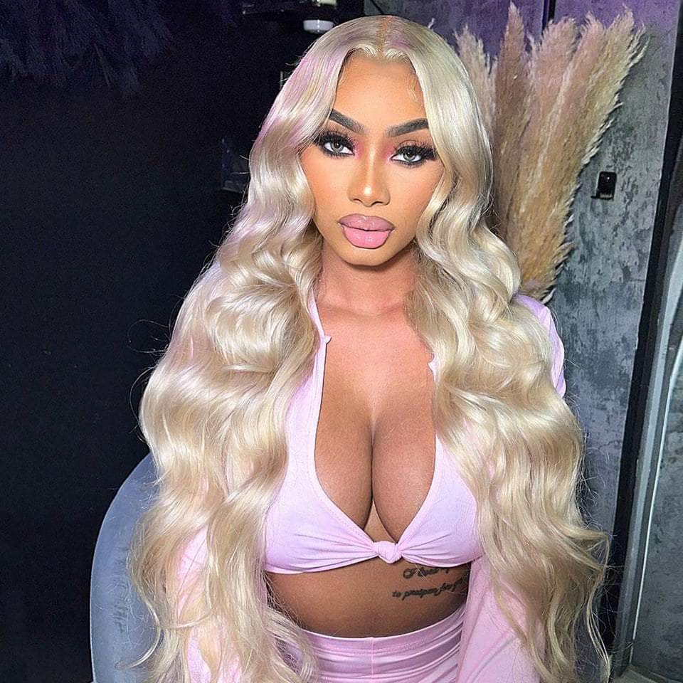 #613 Blonde 13*4 Body Wave Lace frontal Wig 200% Density