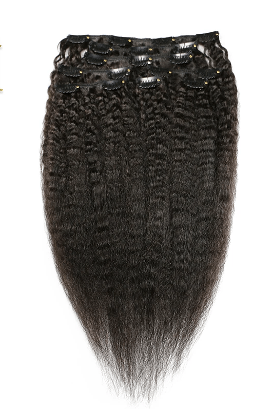 Natural Black Kinky Straight Clip Hair--Whitney~