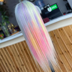 Ombre Rainbow Straight Lace Front Customized Wig