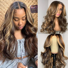 Adding Highlights To Wig Goddess-like Honey Highlights Brown Body Wave Lace Frontal Wig