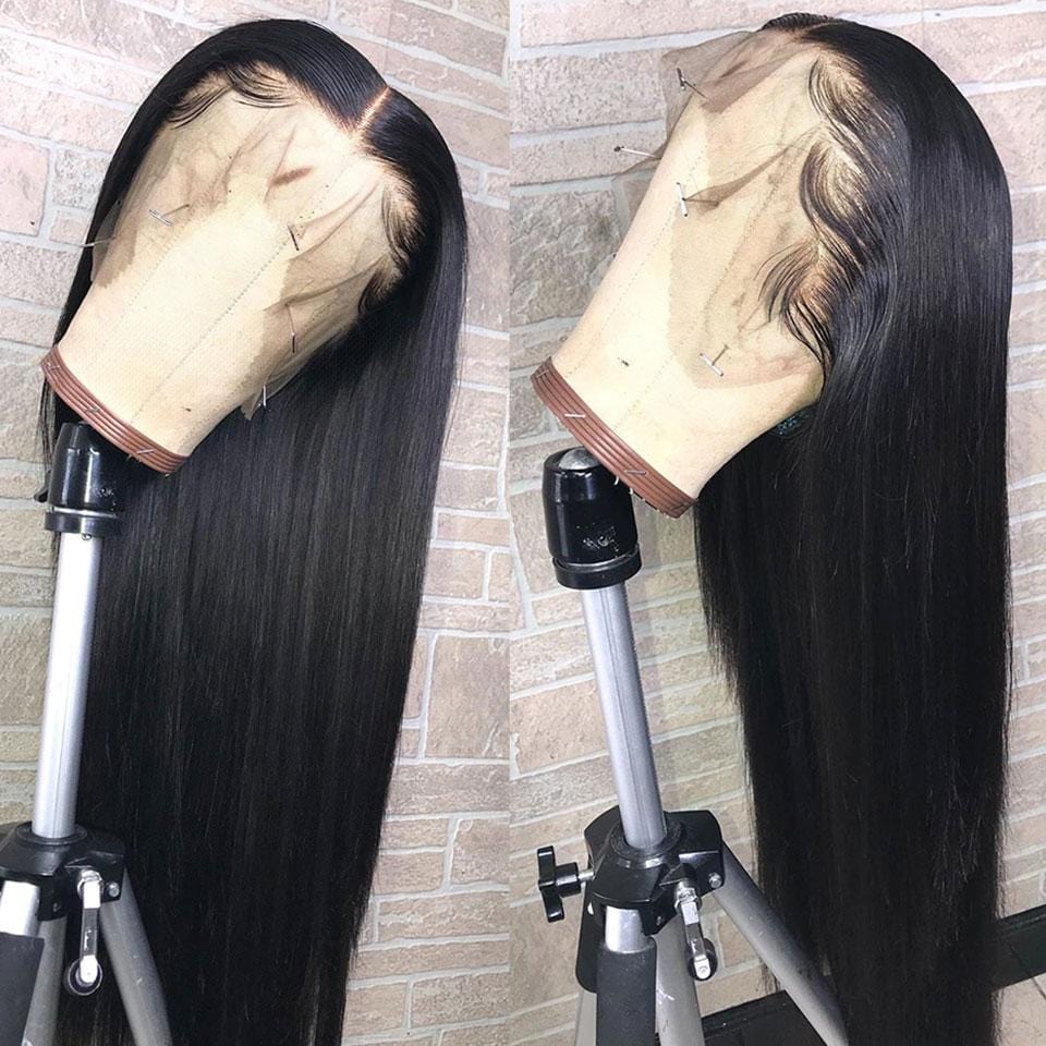 Glueless Available! Natural Black Straight Lace Frontal Wig