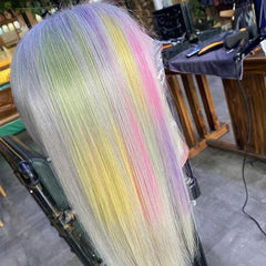 Ombre Rainbow Straight Lace Front Customized Wig