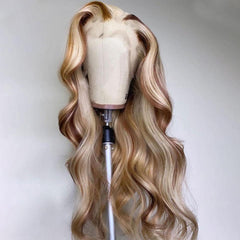 Adding Highlights To Wig Mix Color Blonde & Brown Highlight Wavy Lace Front Customized Wig