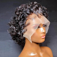 Flash Sale! Bouncy Curl Short Pixie Bob Lace Front Human Hair Wig 200% Density