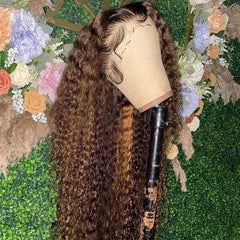 200% Density Highlight Curly Lace Frontal Wig