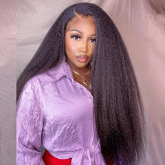 Fashionable Look Afro Kinky Straight Lace Frontal Wig 200% Density