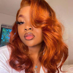 Ginger Orange Body Wave Lace Frontal Wig 200% Density LIVE