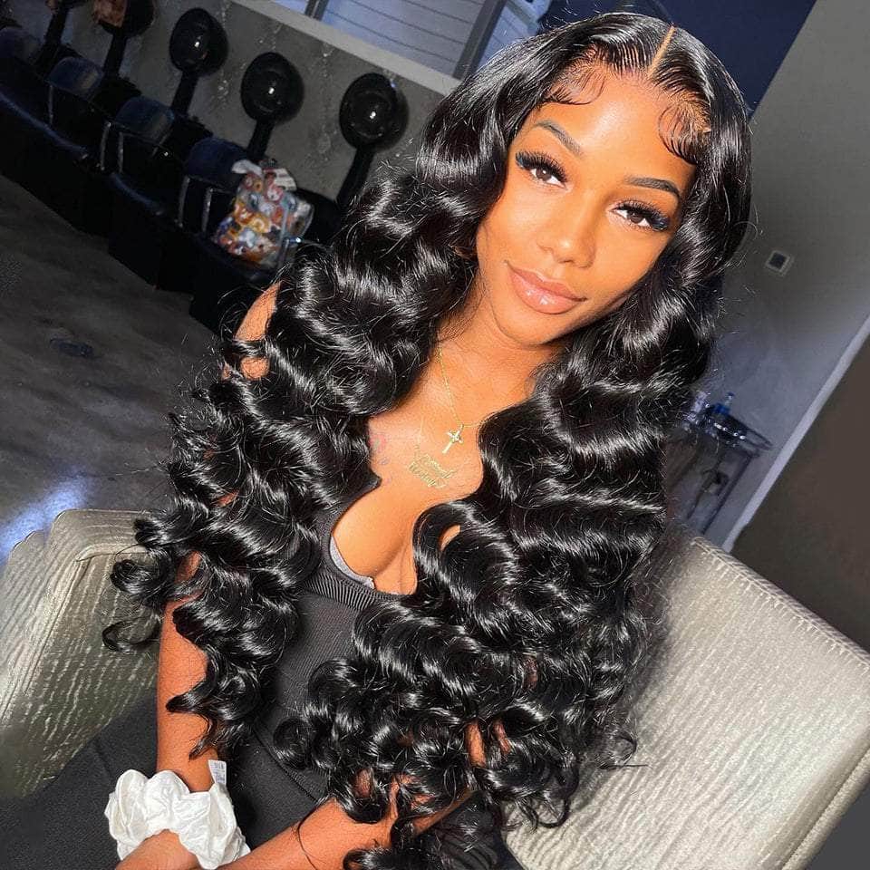 Bouncy With Highest Elasticity Loose Wave Lace Frontal Wig