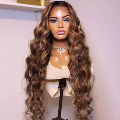 Amazing Pre Plucked Ombre Honey Brown Loose Wave Lace Wigs
