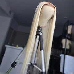 Brown Roots #30/613 Gorgeous Blonde Straight Lace Frontal Wig 200% Density