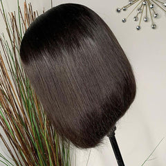 Shiny Natural Black Straight Bob Lace Frontal Wig