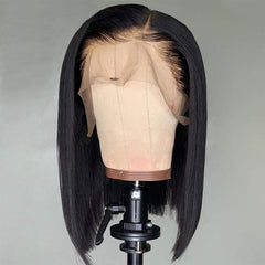 Shiny Natural Black Straight Bob Lace Frontal Wig