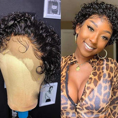 6 Inches Stunning PIXIE Short Curly Bob Lace Frontal Wig