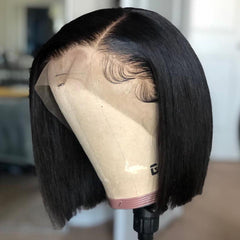 Customized Parts Friendly! Lustrous Natrual Black Straight Bob Lace Frontal Wig