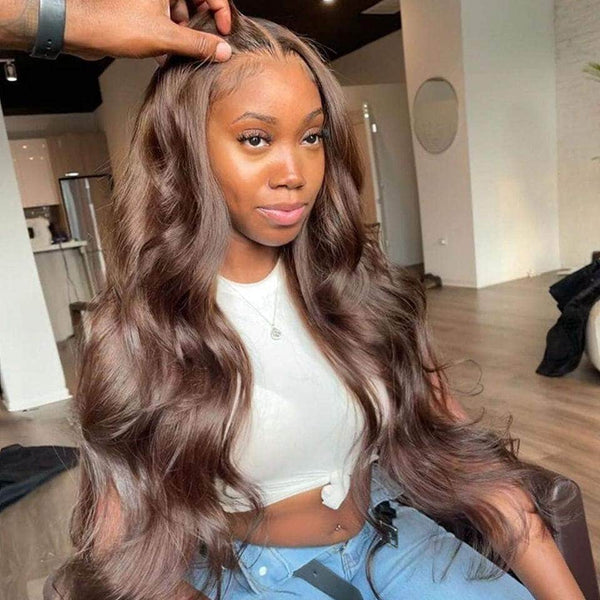 Ombré warm Brown Deep Waves Lacefront Wig 2019 Wig Brown Ombre Curly Wigs with Bangs Human Hair Wigs For Black  main image 2