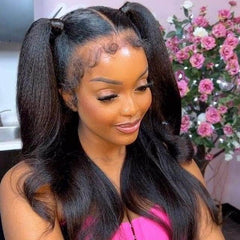 Yaki Kinky Straight Lace Frontal Wig 150% Density With 4c Baby Hair