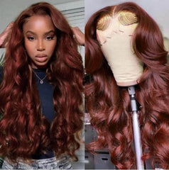 Copper Brown Body Wave Lace Frontal Wig Middle Color