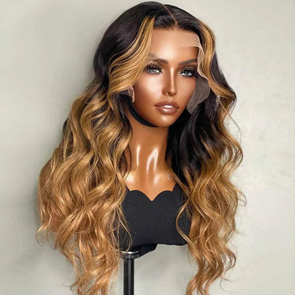 Balayage Brown Body Wave Lace Front Human Hair Wigs