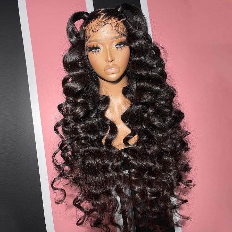 High Density Bouncy Loose Wave Human Hair Lace Wig