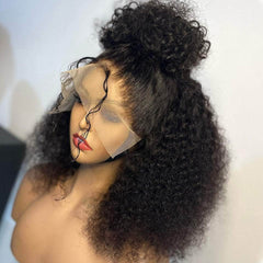 Fluffy and Full Afro Kinky Curly 13x4 Lace Frontal Wig
