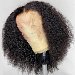 Natural Black Kinky Wave Lace Frontal Wig