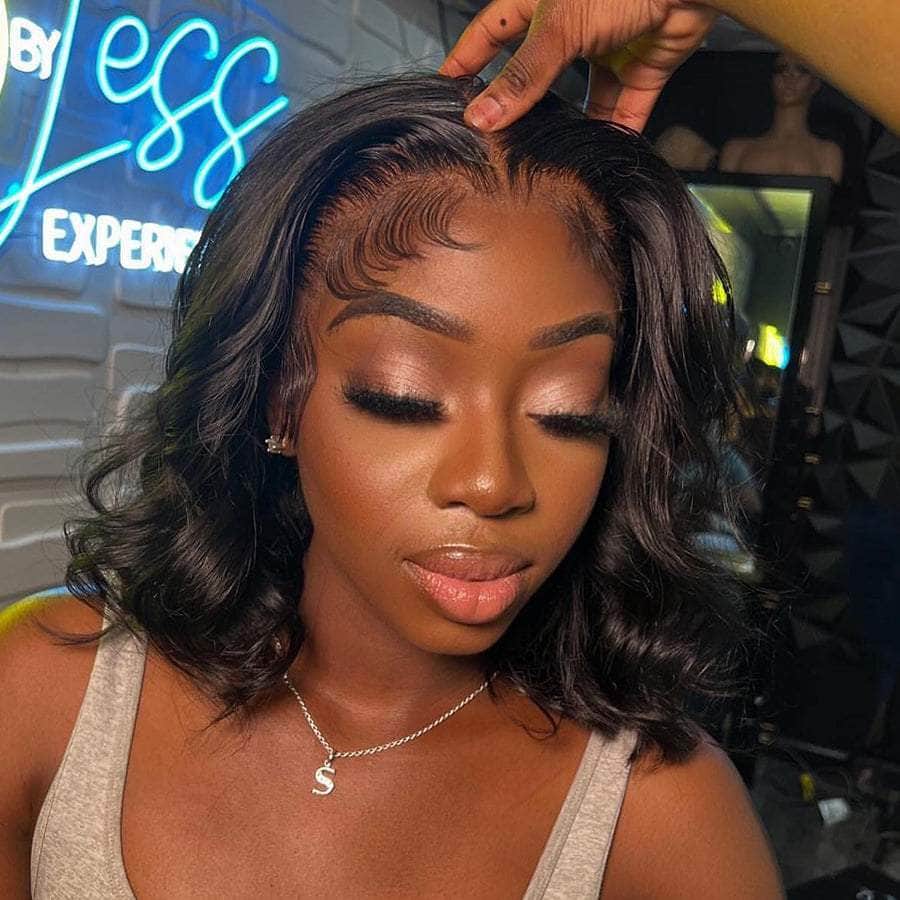 Short Bob Style Body Wave HD Invisible Lace Frontal Wig