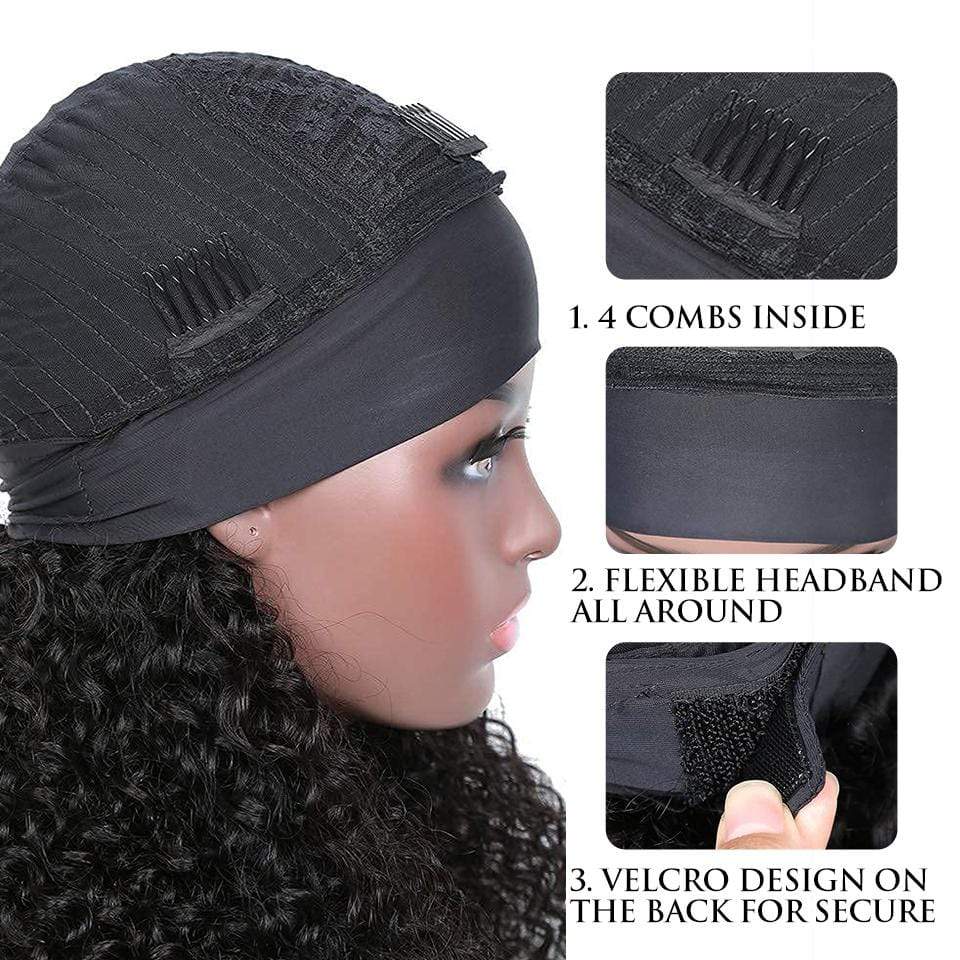 Natural Black Body Wave Headband Wig 180% Density-TT