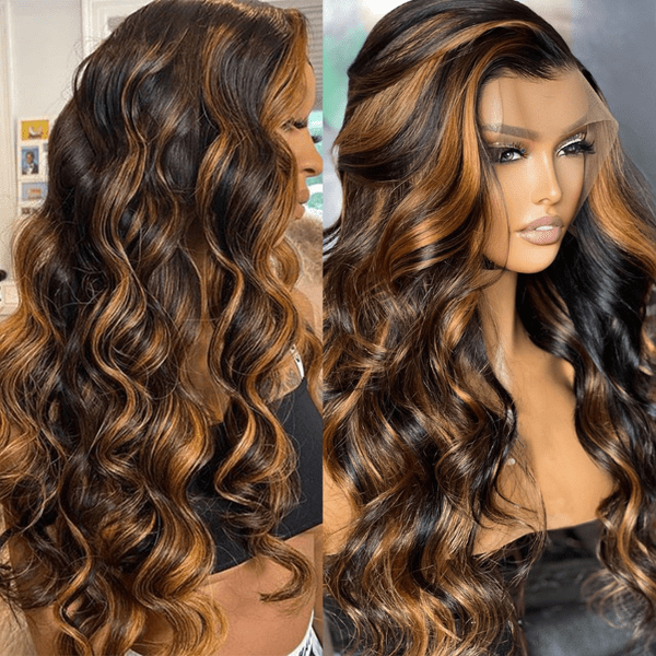 Slay Queens! Piano Highlight Ombre Honey Brown Body Wave Lace Wigs