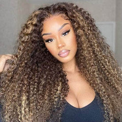 Highlight Curly 13*4 Lace Frontal Wig Middle Part