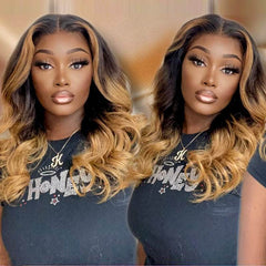 Balayage Brown Body Wave Lace Front Human Hair Wigs