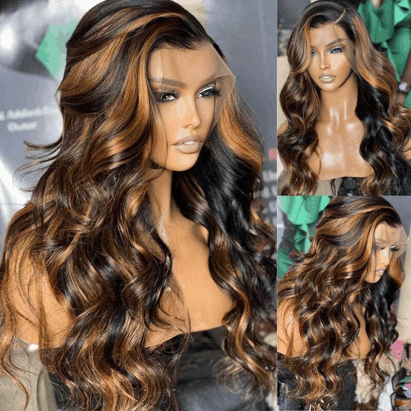 Slay Queens! Piano Highlight Ombre Honey Brown Body Wave Lace Wigs