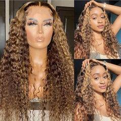 200% Density Highlight Curly Lace Frontal Wig