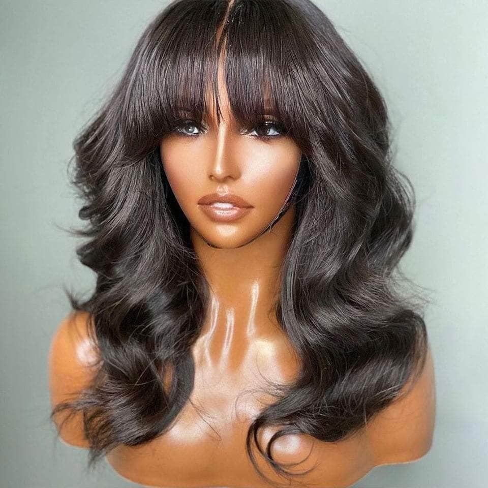 College Girl Must Have! Body Wave Lace Frontal Wig With Fringe