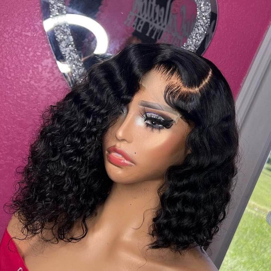 13x4 Natural Black Natural Water Wave Lace Frontal Wig Full End