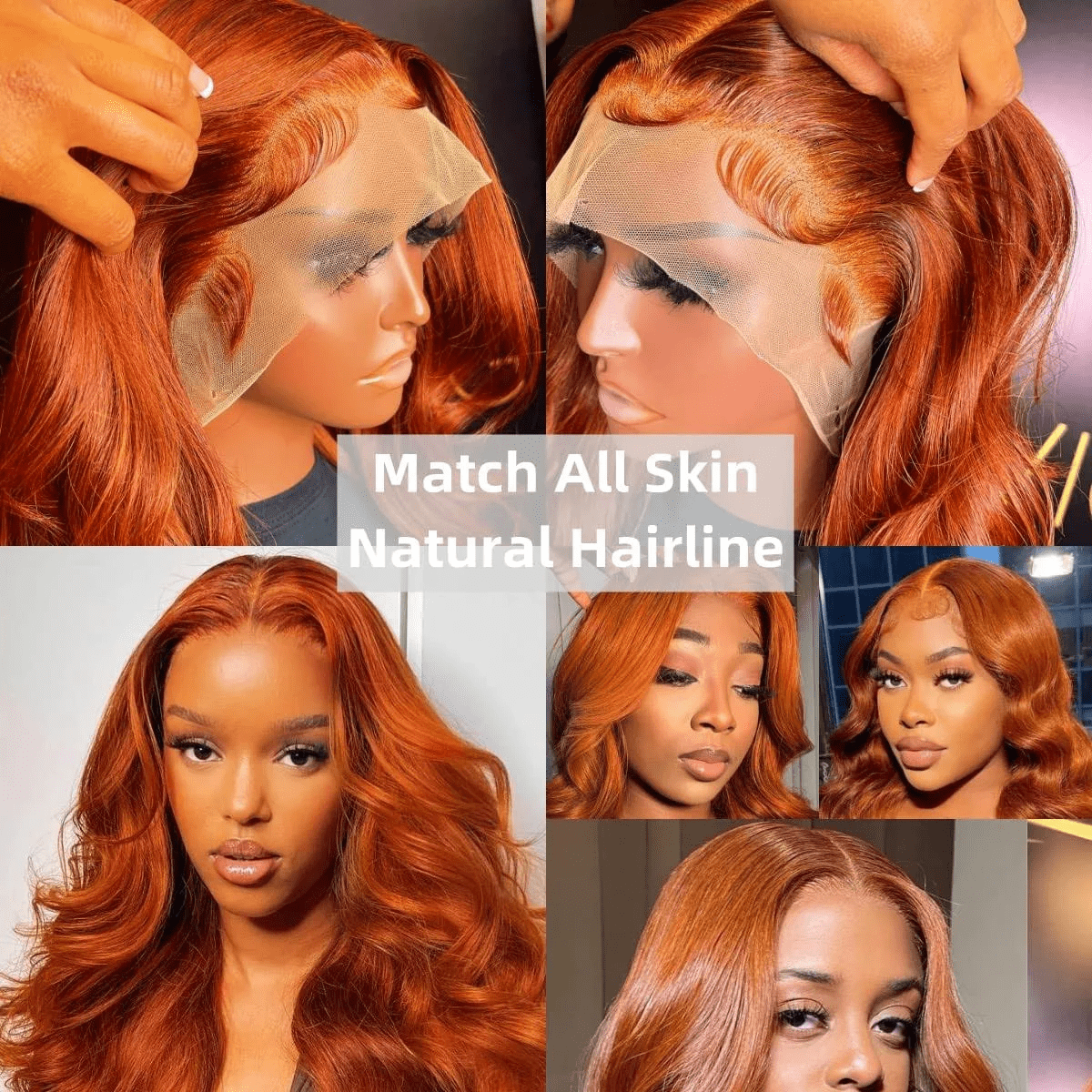 Middle Part Ginger Orange Body Wave Lace Frontal Wig