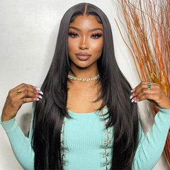 New Trend !  Inner Buckle Natural Black Straight Lace Frontal Wig
